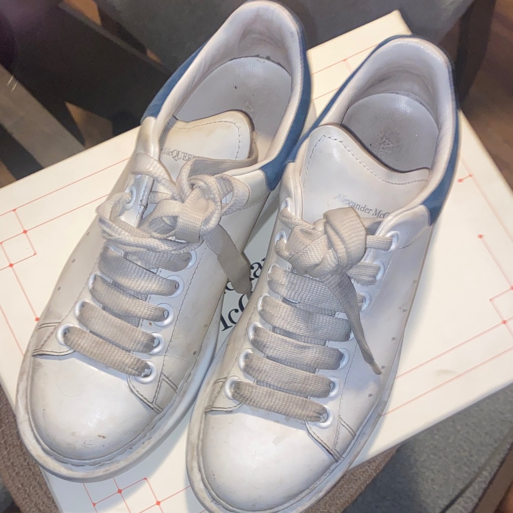 Alexander McQueen White and Blue Sneakers